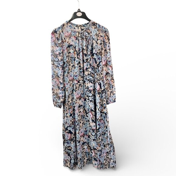Banana Republic Dresses & Skirts - Banana Republic Navy Floral Chiffon Midi Dress | Size -Medium Petite